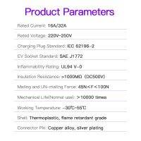 ที่ชาร์จอีวีอะแดปเตอร์ประเภท1เพื่อ Type2ยานพาหนะไฟฟ้าขั้วต่อรถยนต์ SAE J1772เป็น IEC 62196-2 32A สำหรับชาร์จในรถ