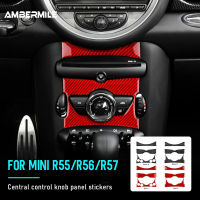 AAMBERMILE คาร์บอนไฟเบอร์สำหรับ Mini Cooper Clubman R55 R56 R57อุปกรณ์เสริมภายใน Trim Central ปุ่มควบคุมแผงสติกเกอร์ M