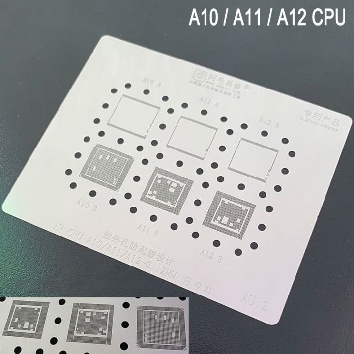 【】 Sotota A10 CPU RAM A12 A11แบบลายฉลุ BGA สำหรับ7Plus 8 8P X XSMAX XR Reballing IC Pins แม่แบบการบัดกรีดีบุกสุทธิความร้อน