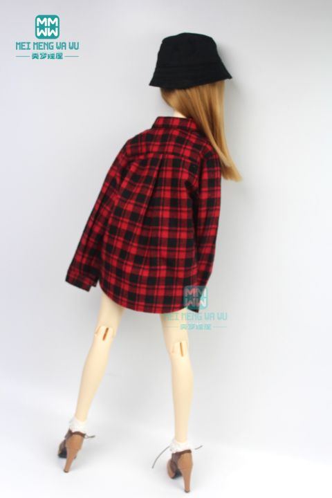 เสื้อผ้าตุ๊กตาเสื้อยืดเสื้อเชิ้ตลายสก๊อตสีแดงสำหรับ57-60cm-1-3-bjd-dd-sd-อุปกรณ์เสริมตุ๊กตา