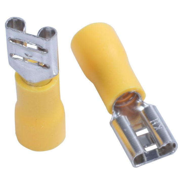 100pcs-24a-insulated-12-10awg-female-spade-terminal-crimp-wire-connectors-yellow