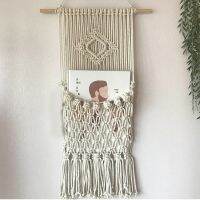 พรมทอลายเก๋ไก๋ของตกแต่งผนังบ้านแขวนนิตยสาร Macrame ศิลปะเรขาคณิตสำหรับตกแต่งห้องหอพักอพาร์ทเม้นท์