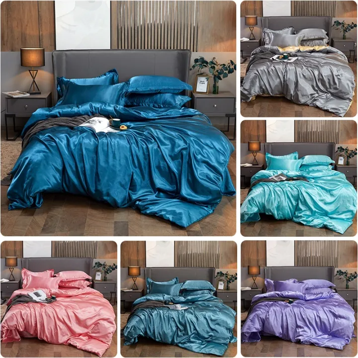 【new hot】 Luxury Emulation Silk Satin Duvet Cover Queen High Quality