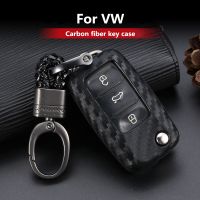 ✇ 2019 New Carbon Fiber Silica Key Cover Case For Volkswagen PoloTiguan VW Passat For Skoda Car Key Shell Auto Keychain Keyring