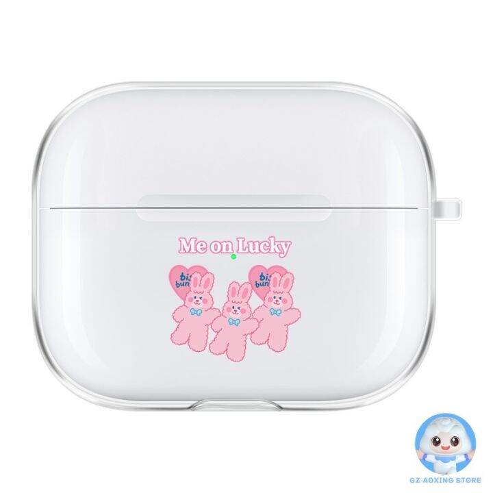 เคสหูฟังบลูทูธ-ซิลิโคน-นิ่ม-แบบใส-ลายกระต่ายน่ารัก-พร้อมสายคล้อง-สีชมพู-สําหรับ-airpods-1-2-3-2nd-generation-ej-bq2534