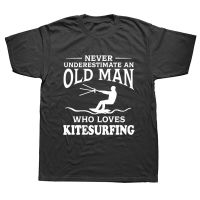 Never Underestimate An Old Man Who Loves Kitesurfing T shirt Born to Kite Tees Kiteboard Gift T-shirts Vintage Kitesurfer tshirt  9LZL