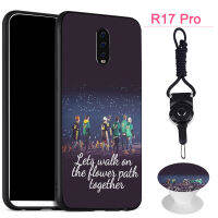 เคสโทรศัพท์ BTS,เคสซิลิโคนนิ่มสำหรับ OPPO R17 Pro พร้อมแหวนรูปแบบเดียวกันและเชือก