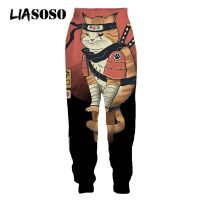 LIASOSO Samurai Japanese Sushi Cat Knife Sports Pants 3D Printing Casual Harajuku Pants Womens Mens Pants