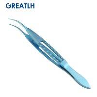 Titanium Alloy Curved Tying Forcep Toothless Tweezers With 5Mm Platform Eye Tools Ophthalmic Instrument