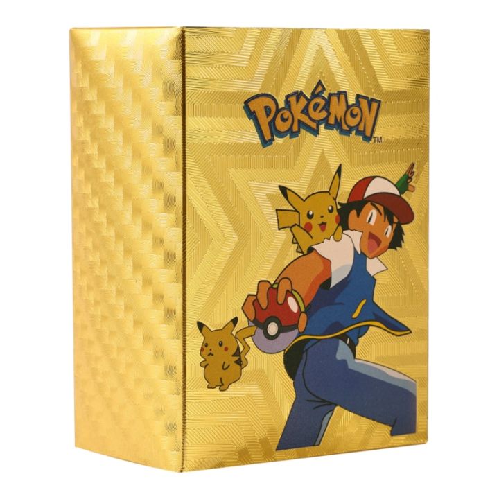 11-110PCS Pokemon Gold Pikachu Cards Box Spanish/English/French