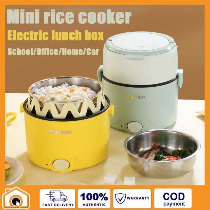 ∈ Electric Lunch Box Mini Rice cooker 304 Stainless Steel Double-layer