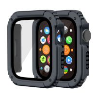 SmartPhonemall 2 in 1 Screen Tempered Glass Film Protective Case For Apple Watch Series 6 / 5 / 4 / SE 40mm(Dark Grey)