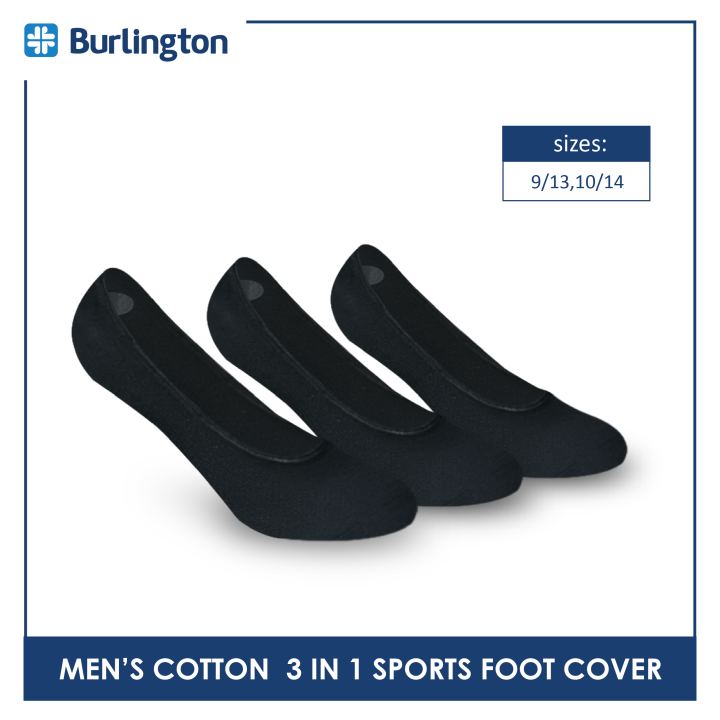 Burlington Men's Cotton Thick Sports Foot Cover 3 pairs in a pack with