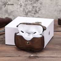 luxury genuine cowhide leather vintage small coin purse retro wireless earphone cases for pro casual hasp mini bag