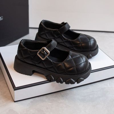 Girls Princess Shoes Spring New Kindergarten Girls Little High Heels Shoes Fashion Performance Black Leather Shoes Size 23-34