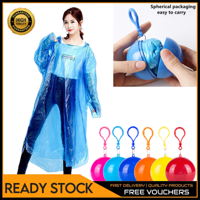 เสื้อกันฝนแบบพกพา Ball Emergency Poncho Unisex Plastic Disposable