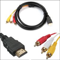 อะแดปเตอร์ HDTV DVD สำหรับทีวี C6471ความเร็วสูงสีดำ HDMI ตัวผู้ไปเป็นสายเสียงวิดีโอสื่อโสตทัศน์3สายเคเบิล RCA 5FT 1080P