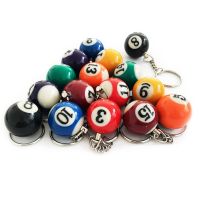 Colorful Billiard Ball Keychain Set 32 Pcs, Key Chain Balls Eightball Billar Chains Accessories