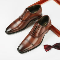 ZeiSongs 2023คุณภาพสูง Brogues รองเท้าชุดเดรสผู้ชายหนังวัวแท้รองเท้าทางการปลายแหลมรองเท้าหนังธุรกิจ