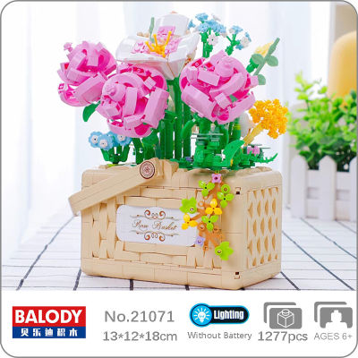 Balody 21071นิรันดร์ดอกไม้สีชมพูกุหลาบตะกร้า Gypsophila พืชลิ้นชักแสงมินิอิฐบล็อกอาคารของเล่นสำหรับเด็กไม่มีกล่อง