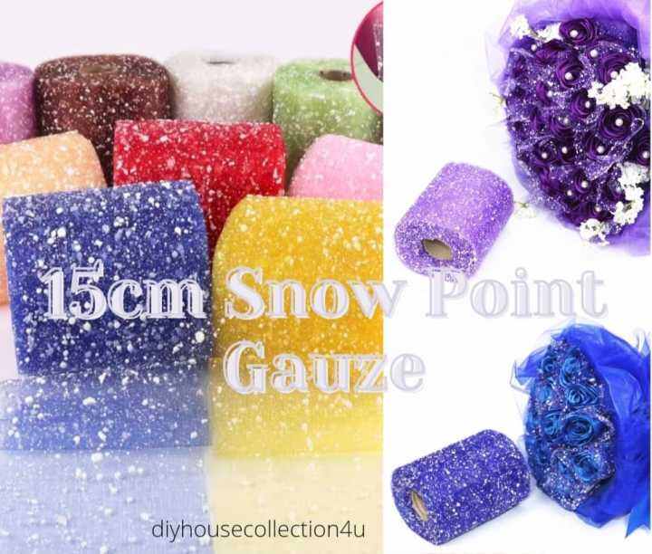 (1M) 15cn Snow Point Gauze Flower Bouquet Wrapping Lazada