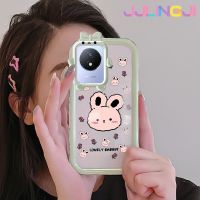 Jjlingji เคสสำหรับ VIVO Y02 Y11 Y02A เคส2023ลายการ์ตูนกระต่ายน่ารักสร้างสรรค์สีสันสดใสเคสเลนส์กล้องถ่ายรูปแบบนิ่มสัตว์ประหลาดน้อยซิลิโคนโปร่งใสเคสกันกระแทกแบบใสง่าย