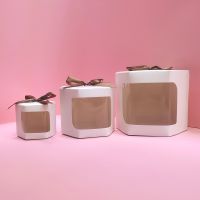 Gift Box Cake Candy Boxes 10PCS Packaging Paper Bags Sweets Kraft Paper with Ribbon Packge with Clear PVC Window Birthday Gift
