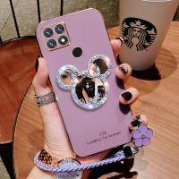 เคสโทรศัพท์สำหรับ OPPO A15 A12 A92 A15S A52 A3S A5S A5 A9 2020ที่มีกระจกเงาและเชือกสั้น