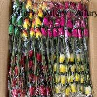 24Pcs Colorful Small Wood Chip Rose DecorationXmas OranmentTable Vase Plug-InWedding GiftsShopping Mall PresentHand-Held