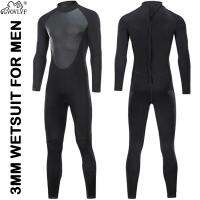 3mm Diving Suit Swimming Wuit Black One Piece Conjoined Wetsuit Mens Keepwarm Wear Back Zip Full Scuba Long Sleeve Water Sport