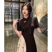 เสื้อผ้าแฟชั่นสำหรับสุภาพสตรี New Chinese style restoring ancient ways employed in advanced sense of irregular calligraphy skirts fashion cheongsam two female suit skirt