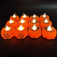 1~10PCS Halloween Pumpkin Lantern Ghost Festival Decoration Props Led Electronic Candle Light Party Supplies Glowing Light Wind