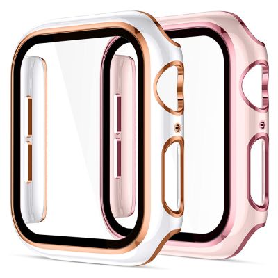 Cover For Apple watch Case 45mm 41mm 44mm 40mm 42mm 38mm accessories PC Tempered Glass Screen Protector iWatch series 7 8 5 6 SE