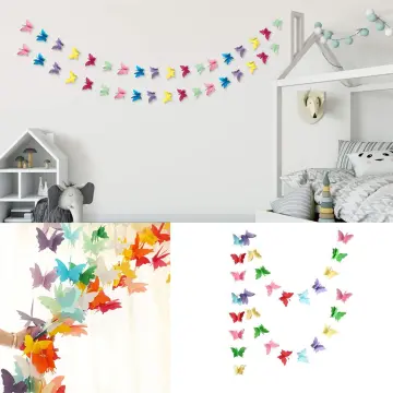 3D Paper Butterfly Garland Buntings for Wedding Party Birthday Festival Diy  Banner Hanging Decorations 3D Paper Butterfly String