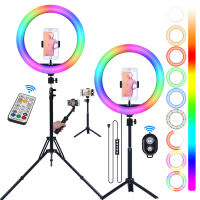 fosoto 10Inch 13inch RGB Selfie Ring Light Led Photography Lamp Ringlight With Tripod Stand for Makeup Youtube Live Aro De Luz