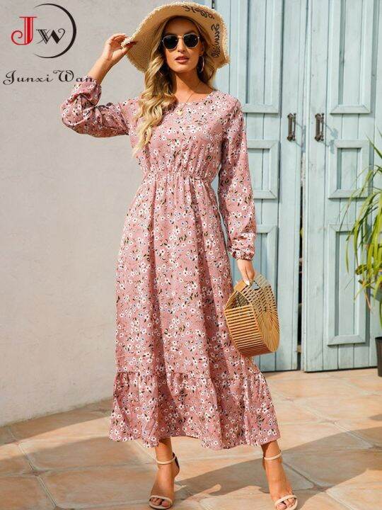 women-elegant-floral-printed-long-dresses-spring-summer-casual-o-neck-long-sleeve-ladies-chic-high-waist-a-line-beach-dresses