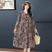 ❁﹉ 200 jins of middle-aged and old female dress new fertilizer increased ministrial gas wealthy woman mother autumn wear loose skirt