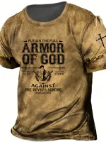 NianMiao Mens Armor of God 3D Printed Tee - Creative Design, Comfortable Stretch Fabric, Perfect for Summer Outdoor Activities