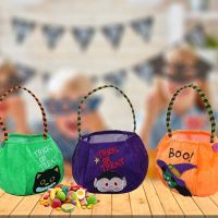 XIYUANN Pumpkin Festival Props Tote Bag Trick Or Treat Ornament Storage Bucket Gift Basket Halloween Decoration Candy Bag