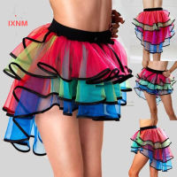 IXNM กระโปรงสั้นหลากสีแฟชั่นสตรี,ชุดสำหรับเต้นฮาโลวีนกระโปรงผ้าตาข่ายแฟนซีสำหรับบัลเลต์ Tutu-Intl
