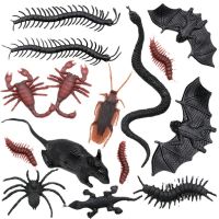 Cosetteme 50Pcs Simulation Plastic Bugs Fake Spiders Scorpion Flies Bat for Halloween Party Favors Decoration Novelty   Gag Toys