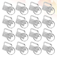 50Pcs DIY Fabric Key Chain Fob Wristlet with Key Ring for Lanyard Luggage Strap Accessories（25mm, Silver)