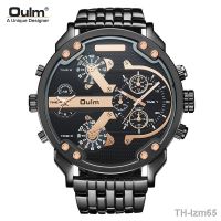 ⌚ นาฬิกา Oulm men watch is the classic leisure personality radium dial double time zone alloy with mens watch quartz watch