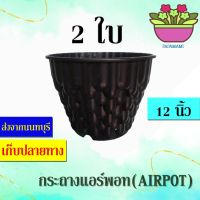 (2ใบ)papamami กระถางแอร์พอท ดำ 12นิ้ว ทรงโมเดิร์น กระถางอากาศ AIRPOT ตะกร้าปลูกต้นไม้ กระถางปลูกต้นไม้ กระถางปลูกเฟิร์น กล้วยไม้ ระบายอากาศดี