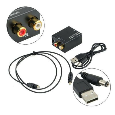 Adaptor Konverter Audio Analog Ke Digital Toslink Koaksial Optik Port Output RCA L/R 3.5Mm