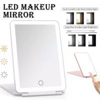 [Hot On Sale] Portable Folding Mirror 3 Colors LED Lighted Mirror  Table Light Makeup Dressing Mirror USB Mirror Travel Modes USB Recharging