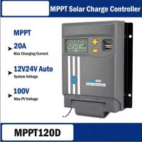 เครื่องควบคุมการชาร์จโซลาร์20A MPPT MPPT120D ตัวควบคุมพลังงานแสงอาทิตย์12V/24V สำหรับ Lifepo4แบตเตอรี่ลิเธียม