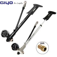 GIYO Bicycle Fork Pump Bike Rear Suspension Inflator 300psi High-pressure with Lever Gauge Foldable Bike Air Shock Pump GS-02D