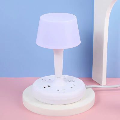 โคมไฟเกาหลี โคมไฟตั้งโต๊ะled3in1USB โคมไฟหัวเตียง โคมไฟห้องนอน โคมไฟมินิมอลพร้อมช่องUSBและมีที่วางโทรศัพท์  สุ่มสี