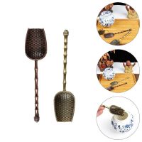 ◊▨▼ Vintage Loose Leaf Tea Scoop Alloy Retro Coffee Bean Scooper Metal Long Handle Teaspoon Kitchen Measuring Shovel Spoon for Sugar
